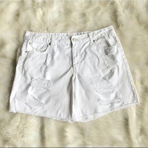 Refuge White Denim Shorts with Distress